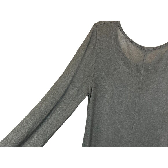 Tempo Paris Tunic Top  Women's S  Boho Lagnelook Charcoal Knit w Woven Ruffle - Picture 3 of 8